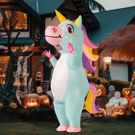 SYNCFUN Blue Unicorn Costume Inflatable Adult Halloween Costume, Perfect for Halloween Costume Cosplay Party