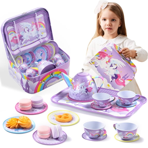 Joyfy, Unicorn Tea Party Set for Girls, 1 Teapot, Carrying Case ...