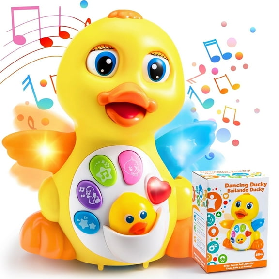 SYNCFUN Musical Toys for Toddlers 1 2 3 Year Old, Dancing Walking Duck Toy with Music and Lights, Learning Toy for Baby Kids