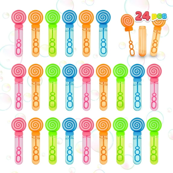 SYNCFUN Plastic Multicolor Mini Bubble Wands Birthday Party Favors, 24 Pieces