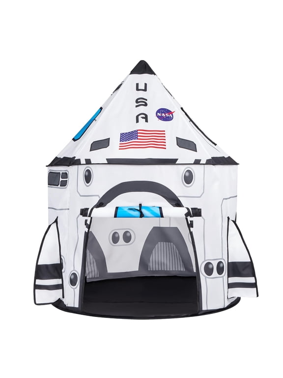 Rocket Ship Play Tent Pop up Tent for Kids, Indoor Outdoor Spaceship Playhouse Toy Set, Foldable Kids Fort, Gift for Birthday Christmas