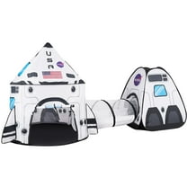 SYNCFUN Rocket Ship Play Tents Set for Child, Pop up Playhouse with Tunnel, Kids Pretend Play