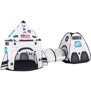 SYNCFUN Rocket Ship Play Tents Set for Child, Pop up Playhouse with Tunnel, Kids Pretend Play