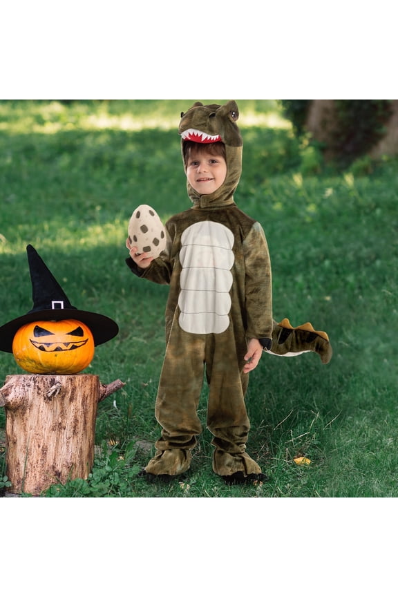 T-rex Dinosaur Animals Costumes Jumpsuit with Toy Egg for Kids Halloween Dress-up Party 2-7 Years