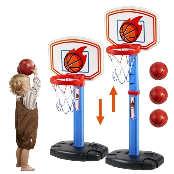 Joyfy Toddler Basketball Hoop,Indoor Basketball Game Set for Kids 1-3, Adjustable Kids Basketball Goal With 4 Balls for Indoor Outdoor Play