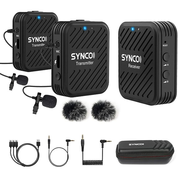SYNCO G1(A2) 2.4G Wireless Lavalier Microphone System for Camera Smartphone Camcorder Recorder