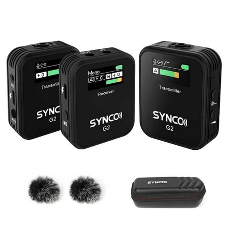 SYNCO G2(A2) Wireless Microphone System, 2 Lavalier Mics, 150M , Smartphone Camera Camcorder Vlog Live Streaming