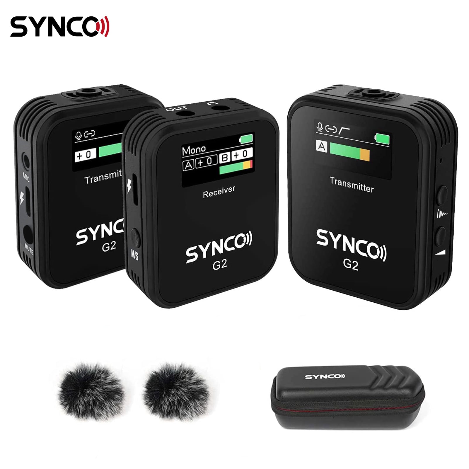 SYNCO Microphones,TFT Screen 3.5mm 150M TFT 1 Receiver 3.5mm Camera + 2 Dual Channel Professional Lavalier Dual Channel Professional Wireless Clip-on Mic 2 1 TFT Sn 3.5mm with1 Wireless Clip-on Mic