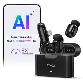SYNCO Mini Wireless Lavalier Microphone with AI Translation & Instant Summaries, AI Noise Reduction for Android USB-C Phone