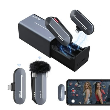 SYNCO P1SL 2.4GHz Wireless Microphone for iPhone,  Lapel Mic with Charging Case for iPad Smartphone Youtube TIK Tok Vlog Live Streaming