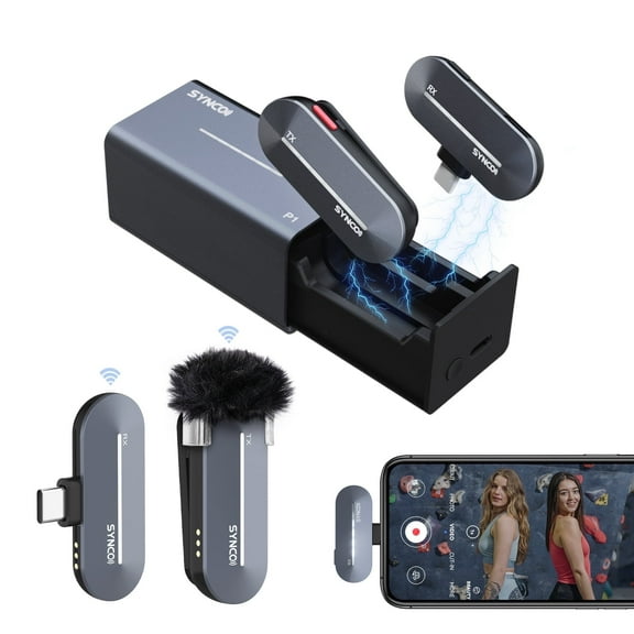 SYNCO P1ST Wireless Lavalier Microphone 2.4GHz Smartphone Microphone Type-C for iPhone 16/17 Android Youtube Tiktok Vlog