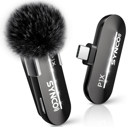SYNCO P1XT Wireless Lavalier Microphone, USB-C Wireless Microphones for iPhone 15/16/17, Andriod Phone,  Professional Lapel Mic for Tiktok, YouTube, Streaming, Vlog Video Recording