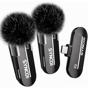 Micrófono inalámbrico de solapa SYNCO P2XT, micrófonos inalámbricos USB-C para iPhone 15/16/17 y Android, 2 micrófonos de solapa para TikTok, YouTube, transmisión en vivo
