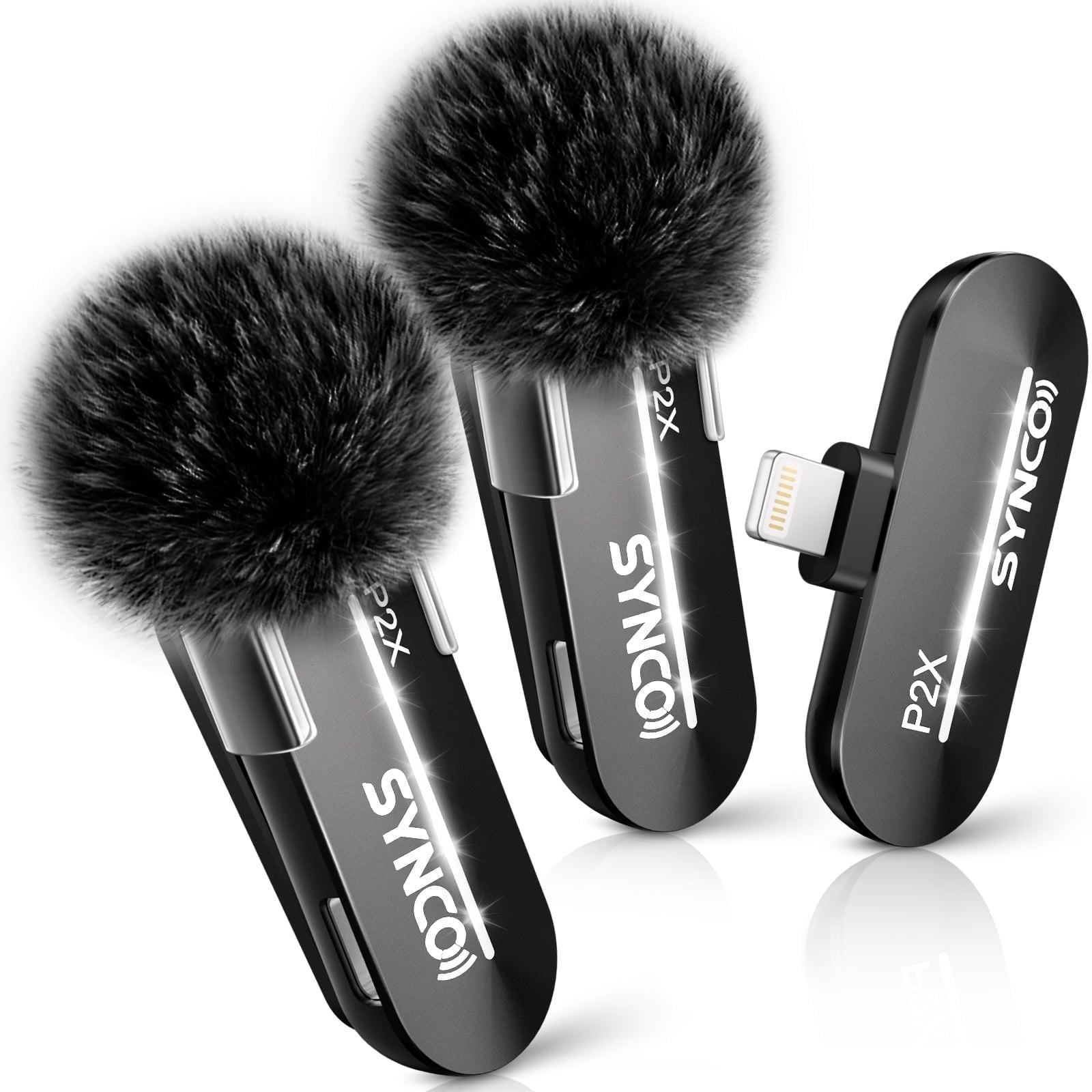 SYNCO Wireless Lavalier Microphone for Lightning, P2XL Professional Lapel Clip on Mics for Vlogging, Tiktok, Youtube Video Recording