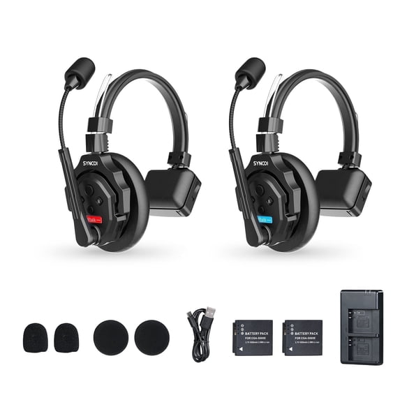 SYNCO XTALK X2 Intercom Headset Wireless Communication System 2.4GHz Full Duplex 350M/1148FT Real-time Monitoring