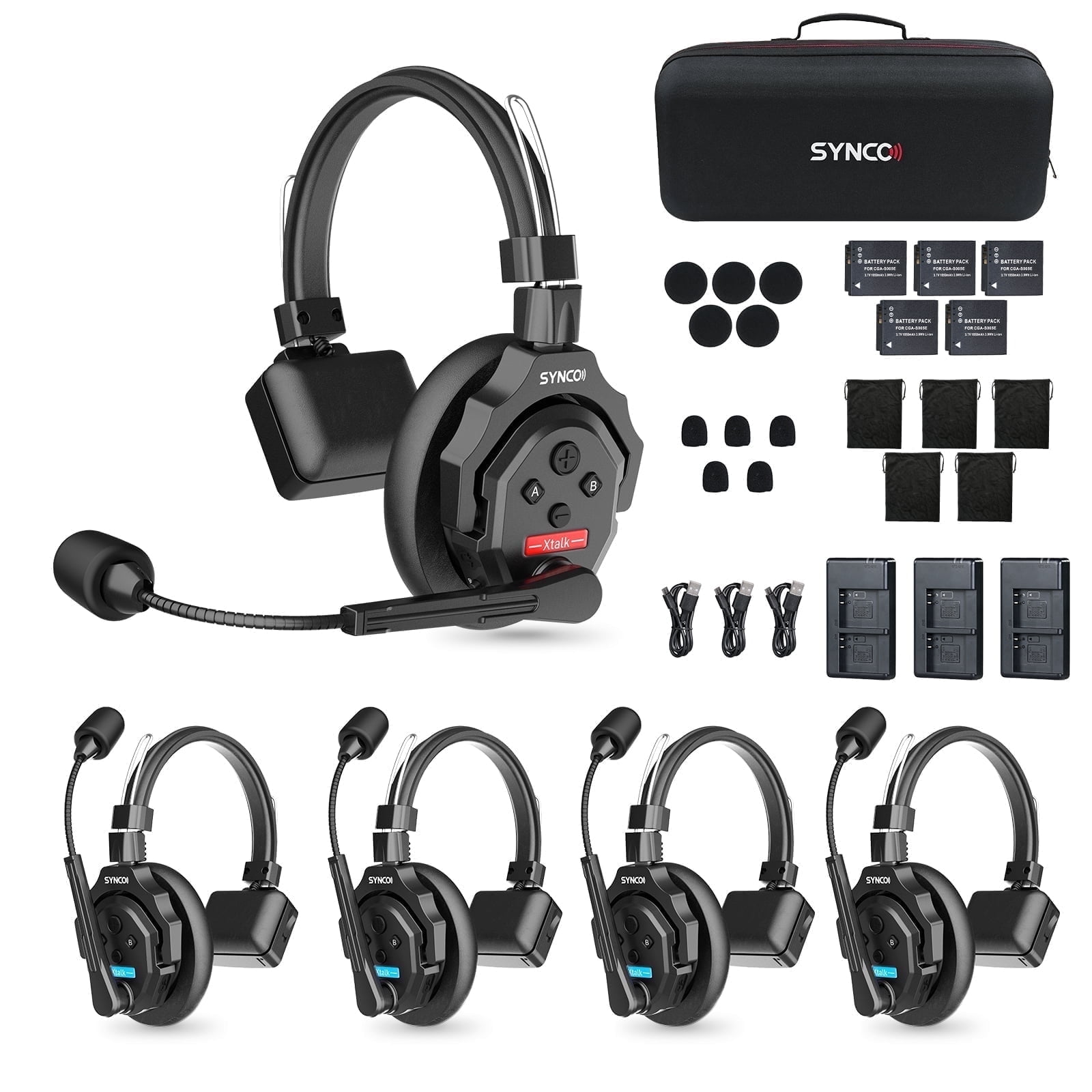 SYNCO Xtalk X5 Wireless Intercom Group Communication System 2.4GHz Full ...