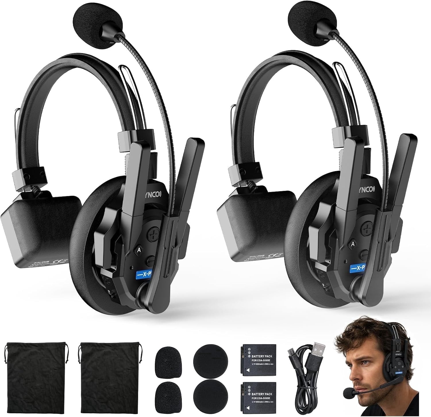 SYNCO XTALK XPRO2 Wireless Headset Communication System 2.4GHz Full ...