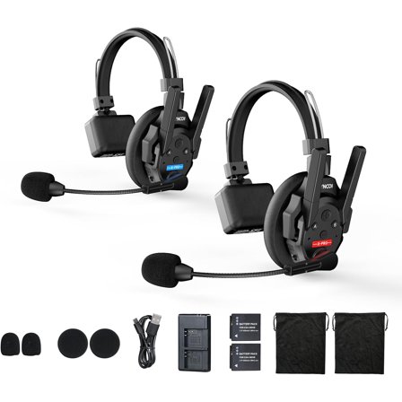 SYNCO XTALK XPRO2 Wireless Intercom Headset System, 2 Person 2.4GHz Wireless Communication Headset 500m/1640ft with Noise Reduction Program Production Live Show