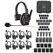 SYNCO XTALK XPro9 Wireless Intercom Headset System 2.4 GHz 1640FT/500M Long Distance Range Full Duplex for 9 Person Communication with Noise Cancellation for Live Show Stage Performance Movie Shoot
