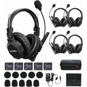 SYNCO XTalk XMax5 Wireless Intercom Headset System with Dual-Ear Design Telephone Headsets System Random Master Device,2.4GHz Full Duplex 500 m/1640 ft for 5-Person Team Communication