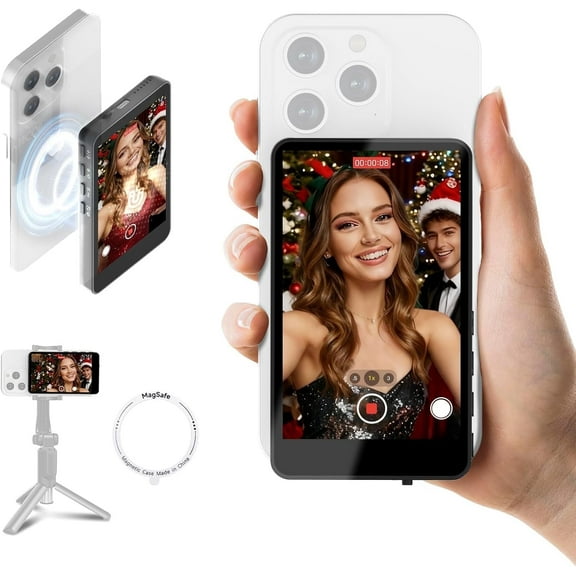 SYNCO XView 4K/1080p Vlog Selfie Monitor Screen Wireless Magnetic Back Camera for iPhone Android Phone, Black