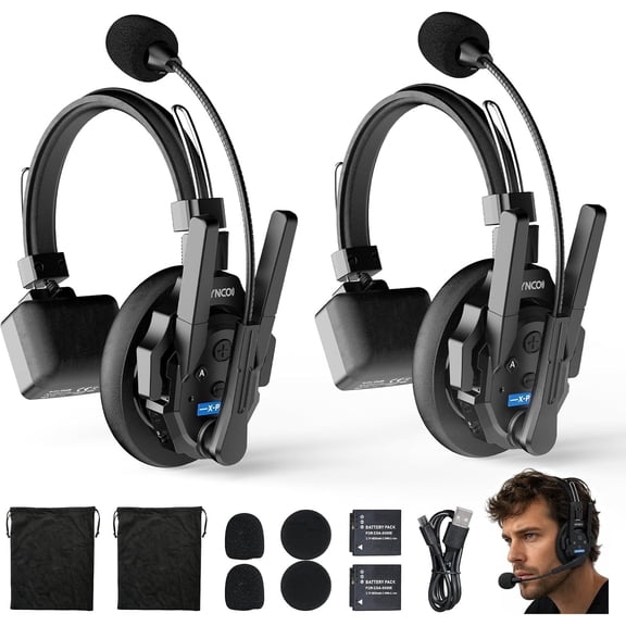 SYNCO XTALK XPRO2 Wireless Headset Communication System 2.4GHz Full Duplex 500m/1640ft with Noise Reduction for 2 Persons