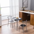 thumbnail image 1 of SYNGAR 3 Piece Dining Set, Small Kitchen Dining Table Set for 2, Breakfast Table Set, Wooden Table and 2 Chairs with Metal Frame and Wine Rack, for Small Space/Dining Room/Apartment, Black, D7396, 1 of 10
