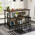 thumbnail image 1 of SYNGAR Kitchen Island Set with 2 Stools, Modern 3 Piece Dining Table Set with Faux Marble Top, 2-Person Bar Table with Storage Shelves & Stools Set, Kitchen Side Table Set for Breakfast, Coffee, D9284, 1 of 10