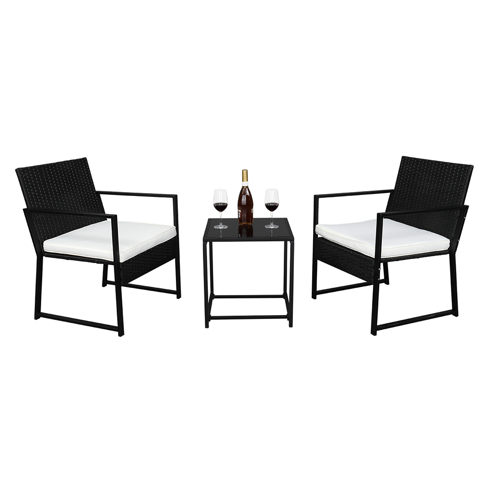 SYNGAR 3 Piece Patio Bistro Set, Outdoor All Weather Wicker Furniture Set, Conversation Chairs Set with Cushions and Coffee Table, for Yard, Garden, Pool, D5910 - image 1 of 12
