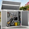thumbnail image 1 of SYNGAR 306GAL All-Weather Resin Outdoor Storage Shed & Cabinet - Lockable Double Door Design for Garden Tools, Pool Equipment, Bikes & Yard Accessories, 1 of 8