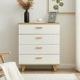 thumbnail image 1 of Modern 4 Drawer Dresser, Wood Chest of Drawers with Storage, Clothing Organizer with Handle, Bedside Table, Storage Cabinet, Nightstand for Living Room, Bedroom, Hallway, Dining Room, White, 1 of 12