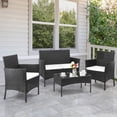 thumbnail image 1 of SYNGAR 4 Piece Outdoor Patio Sofa Set, Patio Rattan Furniture Set with Coffee Table & Cushioned,Outdoor All-Weather PE Wicker Sofa Set for Poolside, Backyard, Balcony, Beige, 1 of 8