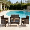 thumbnail image 1 of SYNGAR 4 Piece Patio Furniture Set, Outdoor Wicker Furniture with Coffee Table & Cushioned,Patio All-Weather Conversation Set,Modern Outdoor Seating for Poolside, Backyard, Balcony,Brown, 1 of 8