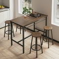 thumbnail image 1 of SYNGAR 5 Piece Bar Table Set, Kitchen Counter Height Table with 4 Stools, Space Saving Pub Table Set for 4 Person with Metal Frame, Wood Dining Table & Chair Set for Breakfast Nook Pub Bistro, B960, 1 of 9