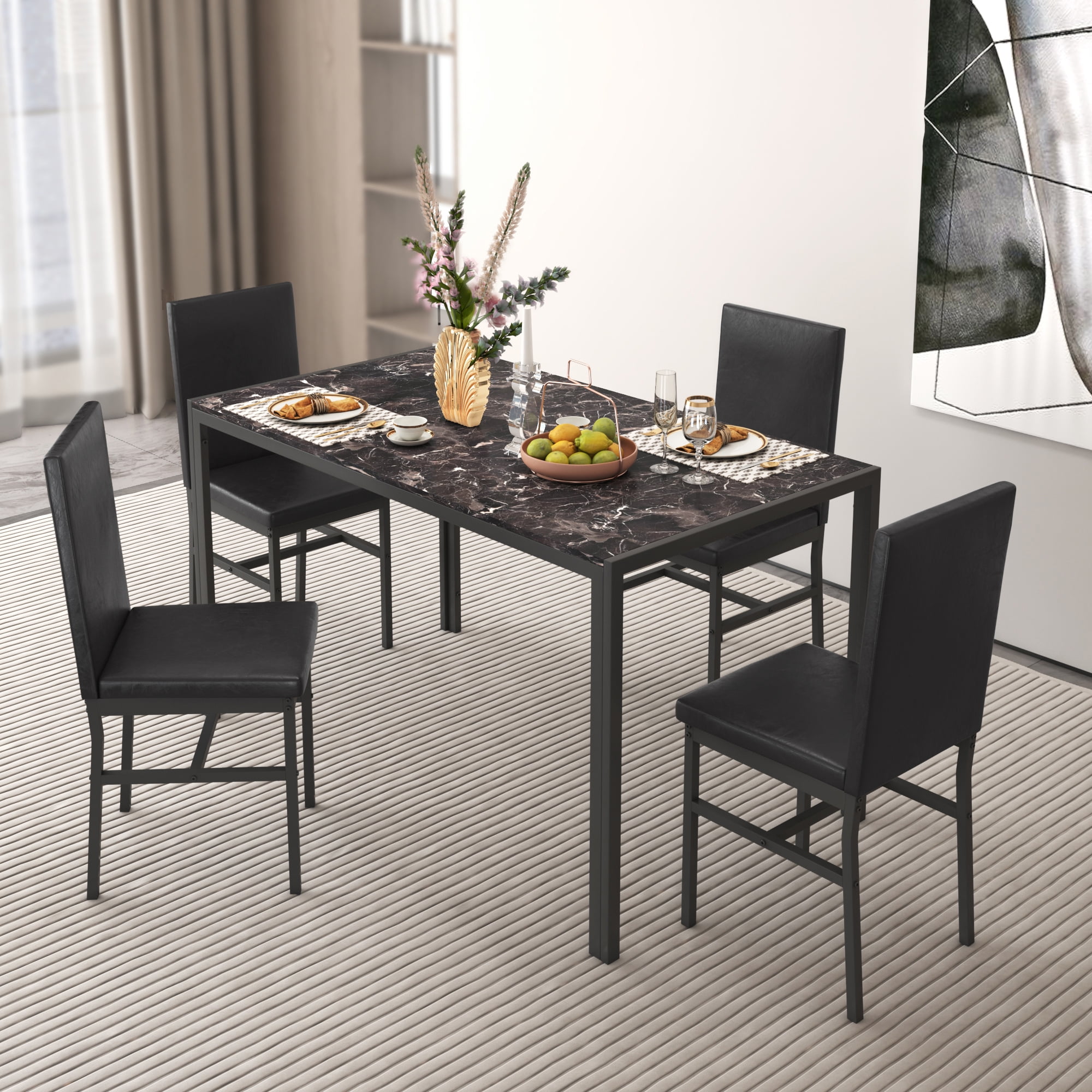 SYNGAR 5 Piece Dining Table Set, Kitchen Dining Table and Chairs Set ...