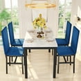thumbnail image 1 of SYNGAR 5 Piece Dining Table Set, Kitchen Dining Table and Chairs Set for 4, Modern Marble Table and 4 Velvet Fabric Upholstered Chairs, Home Dining Set for Small Space, Breakfast Nook, D8924, 1 of 10