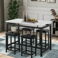 thumbnail image 1 of SYNGAR 5 Piece Dining Table Set, Modern Pub Table Set W/ 4 PU Leather Cushioned Stools, Counter Height Faux Marble Bar Table Set, 4-Person Dining Table & Stools Set, Kitchen Breakfast Table Set, D7774, 1 of 12