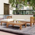 thumbnail image 1 of SYNGAR 5 Piece Patio Sofa Set, Outdoor Conversation Sofa Chairs Set with Coffee Table, Wood Sectional Furniture Set with Beige Cushions, for Backyard, Poolside, Balcony, Deck, Garden, D8130, 1 of 10