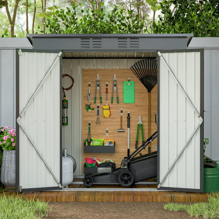 SYNGAR 6' x 4' Outdoor Metal Storage Shed, Garden Shed for