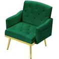 thumbnail image 1 of SYNGAR Accent Chair for Living Room, Bedroom Comfy Reading Armchair, Mid Century Modern Arm Chair Soft Upholstered Cozy Side Single Sofa Chair Relaxing Seating, Golden Metal Legs, Green, 1 of 7