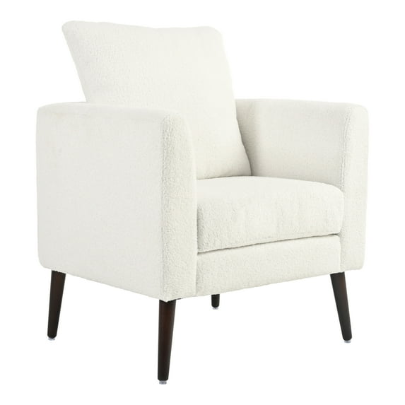 HSUNNS Accent Chair, Upholstered Chenille Armchair for Living Room , Mid Century Modern Upholstered Accentchair, Single Sofa for Living Room, Apartment, Office, White