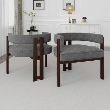 HSUNNS Accent Chair Set of 2, Mid-Century Modern Armchair with Open Back 3 Legs Barrel for Reception Room and Living Room, Comfy Side Chair with Ergonomic Open Back, 300 LBS, Gray