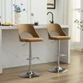 thumbnail image 1 of Adjustable Bar Stool Sets of 2, SYNGAR Swivel Counter Height Bar Stool Chairs with Mid Backrest and Footrest, PU Leather Ergonomic Bar Chair for Kitchen Island and Living Room, Brown, 1 of 13