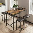 thumbnail image 1 of SYNGAR Bar Table Set with 4 Rectangular Cushioned Stools, 5 Pieces Counter Height Pub Table Set, Bistro Set with Rustic Brown Tabletop, Kitchen Dining Table and Chairs Set for 4, D6126, 1 of 9
