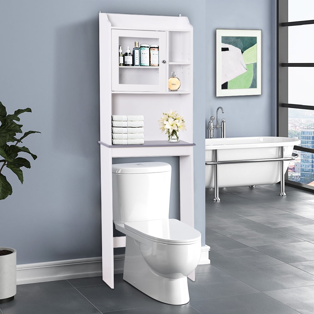Bathroom Cabinet over Toilet, Bathroom Storage Cabinet with Glass Doors and  Adjustable Shelves, over the Toilet Storage Cabinet, White – Built to  Order, Made in USA, Custom Furniture – Free Delivery