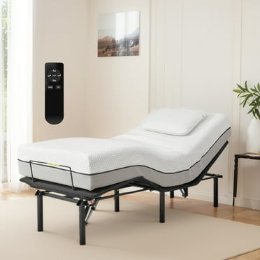 SYNGAR Black Adjustable Twin XL Bed Frame, Modern Electric Adjustable Beds with Head and Foot Incline for Bedroom, Wireless Remote Adjustable Bed Frame for Any Mattress Sizes, Easy Assembly