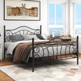 thumbnail image 1 of SYNGAR Black Iron Platform Bed Frame Queen Size with Vintage Headboard and Footboard, Metal Queen Bed Frame Mattress Foundation with 500LBS Load Capacity, Victoria Style, No Box Spring Required, 1 of 11