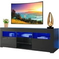 SYNGAR Black TV Stand for 65 inch TV, Modern High Glossy TV Console Table Stand with 16 Colors