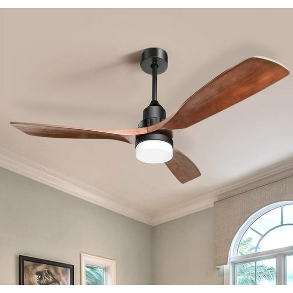 SYNGAR Ceiling Fan with Remote for Bedroom, Indoor Ceiling Fan with Reversible Moto, 6 Speeds and Timer, Brown, LJ2604