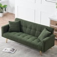 thumbnail image 1 of SYNGAR Convertible Sleeper Sofa Bed with 2 Pillows, Teddy Fleece Upholstered Futon Sofa Bed with Adjustable Backrest and Solid Wood Frame, Modern Sofa for Apartment Livingroom, Green, 1 of 7
